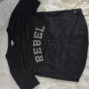 Rebel jersey with rhinestoned front logo